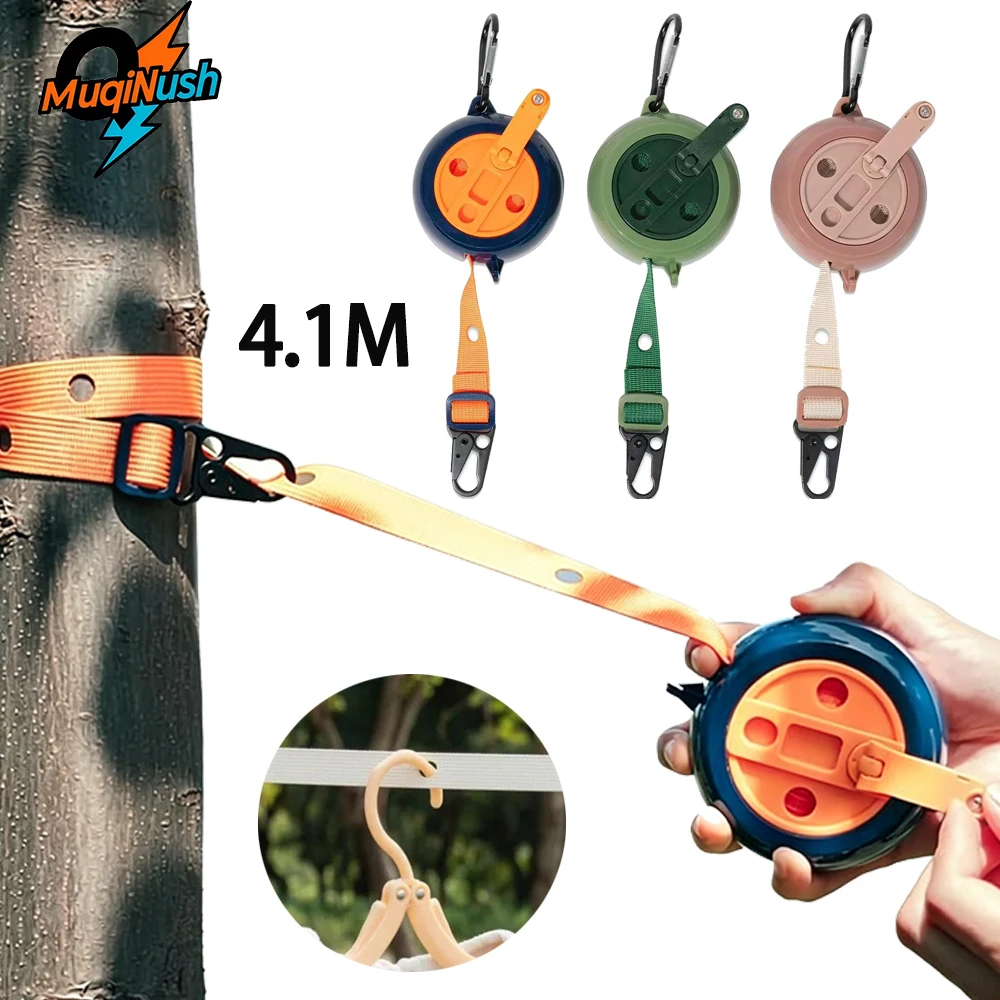 

MuqiNush Retractable Outdoor Clothesline, 4.1M Portable Camping Clothes Line, Durable Rope for Hiking, Travel, Backyard Use