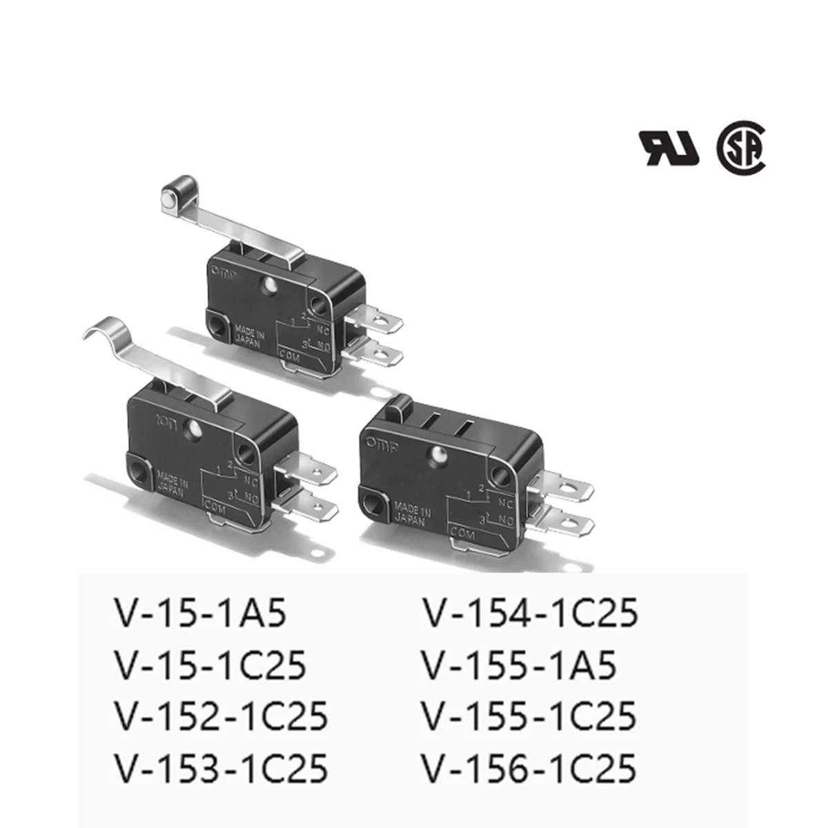 5PCS V-15-1A5 V-15-1C25 V-152-1C25 V-153-1C25 V-154-1C25 V-155-1A5 V-155-1C25 V-156-1C25 Original Genuine Miniature Basic Switch