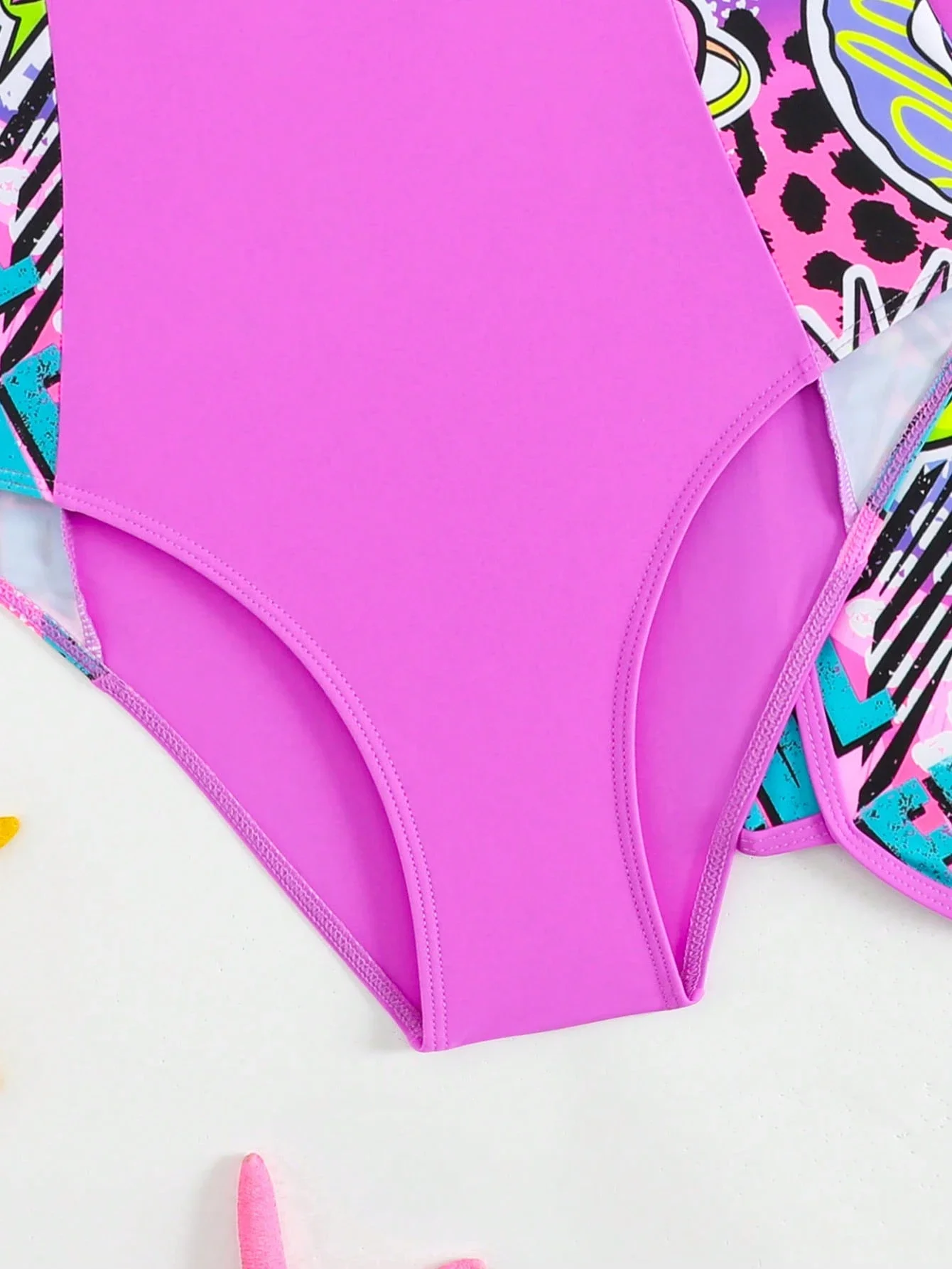 

Women Two Piece Swimsuit Set Pink Solid With Graphic Print Side Splice Sporty Tankini For Beach Vacation