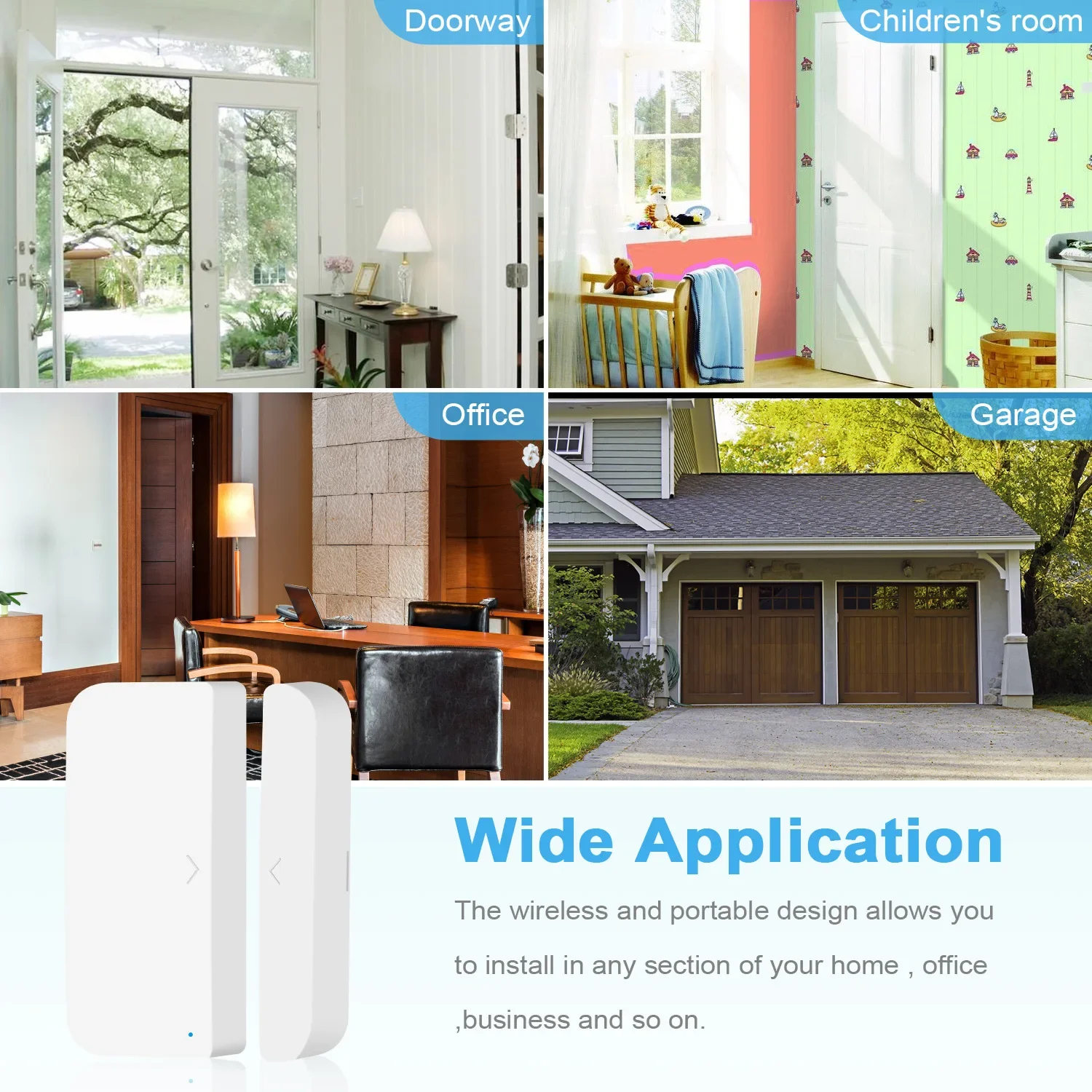 CoRui Tuya Door Sensor Smart WiFi Window Sensor Magnetic Alarm Detector Independent Magnetic Sensor Work With Alexa Google Home
