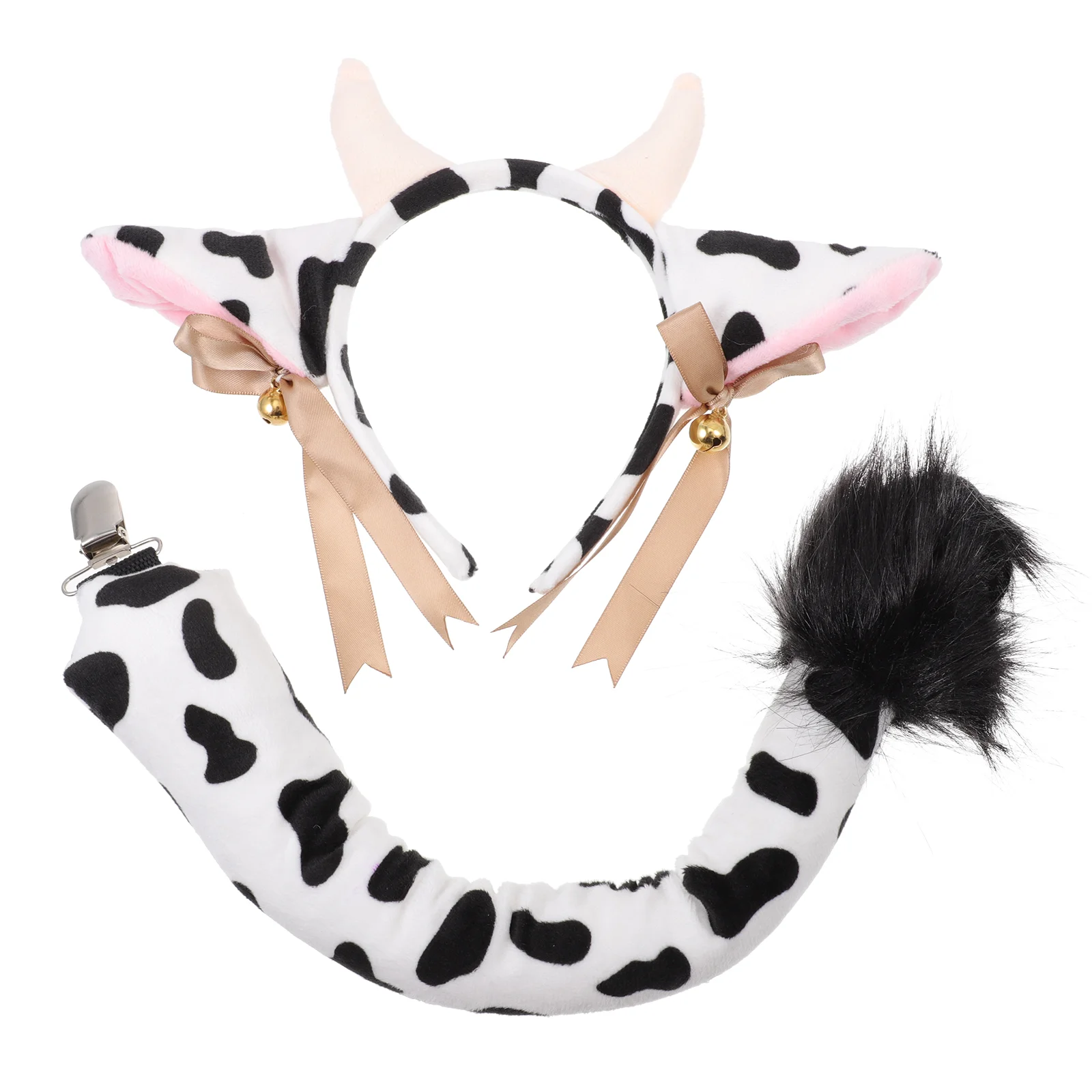 Headband Tail Cow Costume Masquerade Cosplay Accessory Prop Accessories Fashion Cattle Props Plush Kids Party Supply