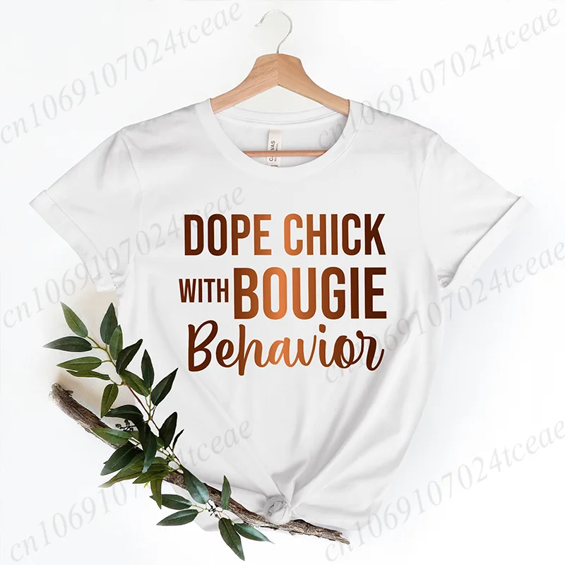 

Girl Women's T-shirt Street Wear Harajuku T-shirt Retro Dope Chick with Bougie Behavior Print Shirts Women's T-shirt Y2k Style