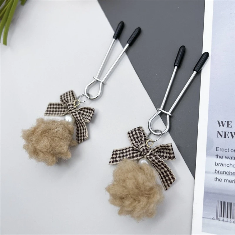 Nipple Clamp with Plaid Ball for Couples Intimate Play