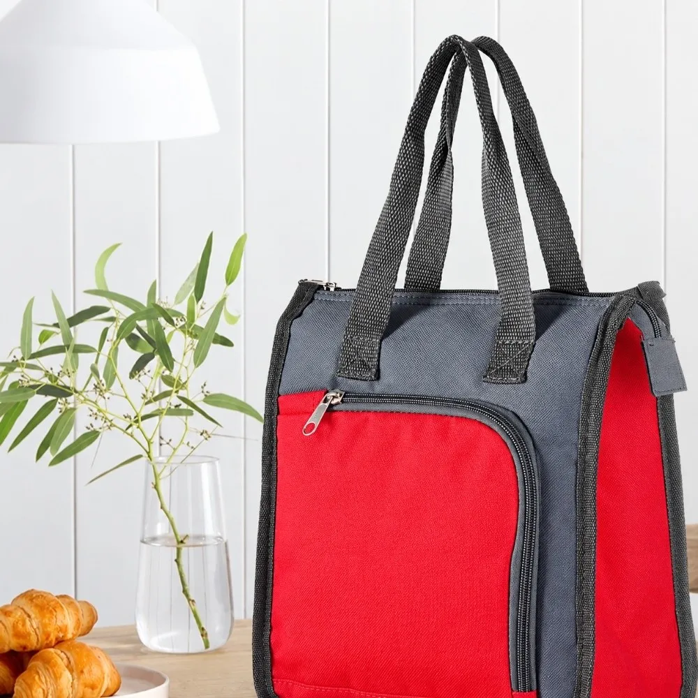 Portable Oxford Cloth Insulated Grocery Bag Widened Handle Side Pocket Reusable Grocery Bag Leakproof Grocery Bag For Work