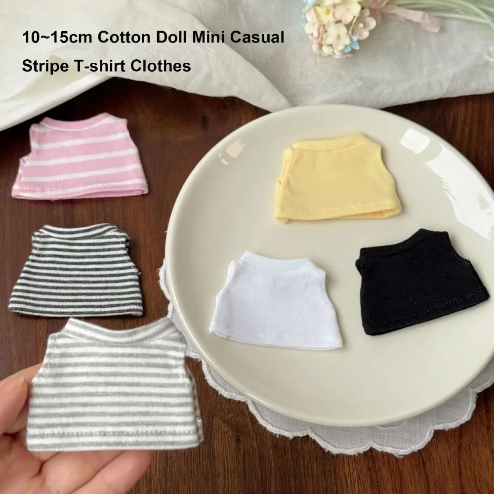 10 ~ 15 cm bambola di cotone mini t-shirt a righe casual vestiti colletto in pizzo retrò grembiule bambole di pezza di cotone giocattoli accessori