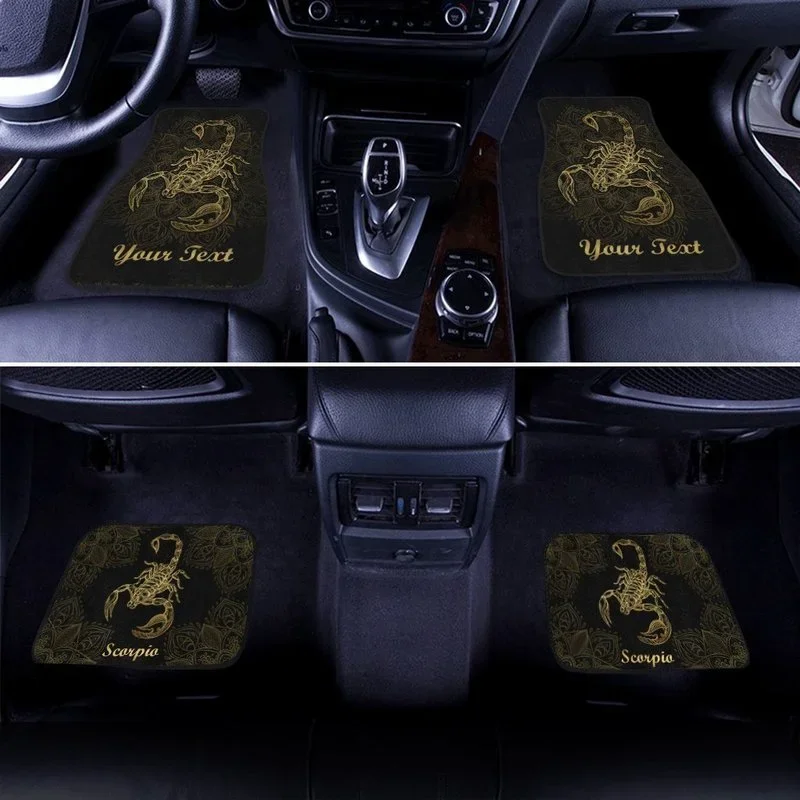 Personalized Scorpio Car Floor Mats Custom Zodiac Sign Scorpio Car Accessories Gifts Idea 4PCs Pack