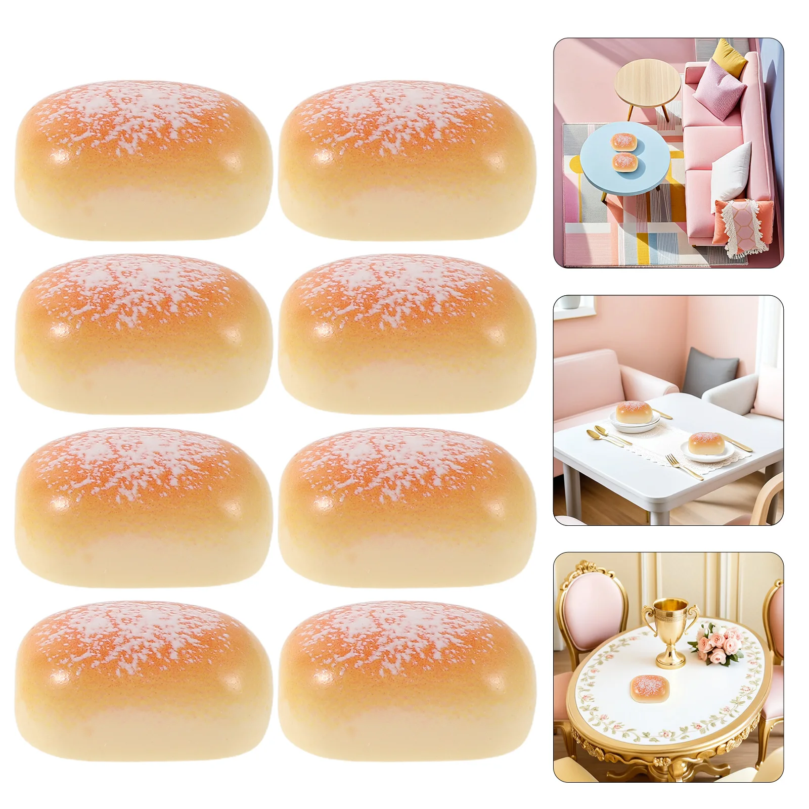 

50 Pcs Mini Face Packaging Decoration Food Props Orange Resin Artificial Bread Model