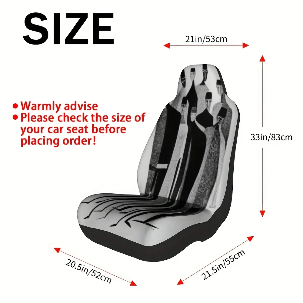 2pcs, Human Figure Pattern Car Seat Covers, Soft And Easy To Install, Universal Fit For Front Seats, Perfect For Comfortable Dri