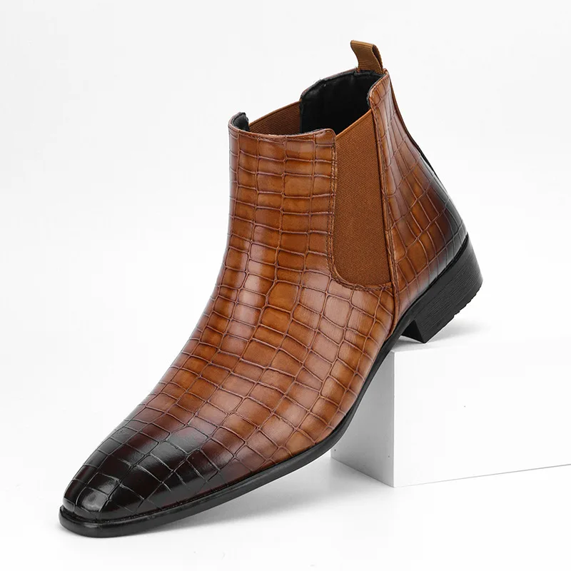 Size 40-50 Men's Chelsea Boots New Leather Shoes Boots for Men High Top Shoes Men's Leather Boots Casual Business Shoes