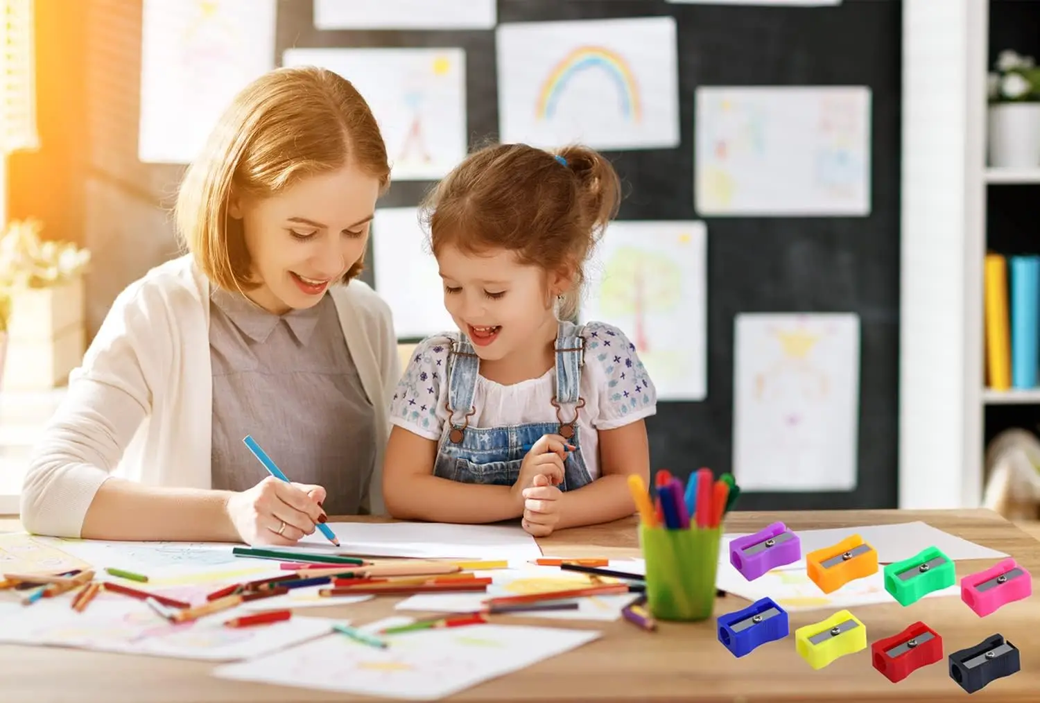 10pcs Mini Pencil Sharpener Plastic Color Single Hole Rectangular Shape Bulk School Supplies Manual Pencil Sharpener