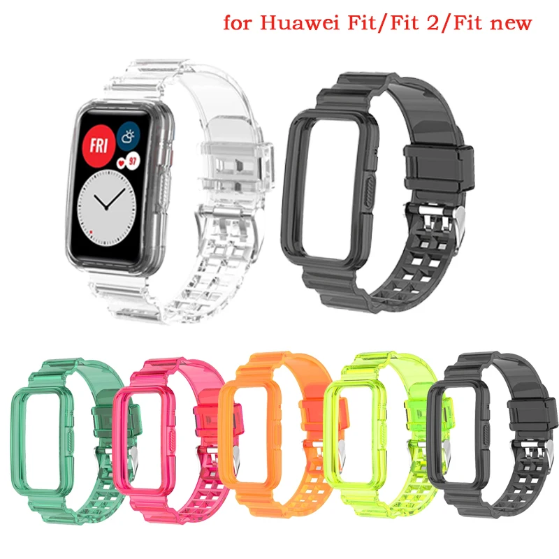 Pulseira de Silicone Transparente para Huawei Watch, Pulseira, Pulseira Glacier, Fit 2, Novo Correa para Huawei Watch Fit 1