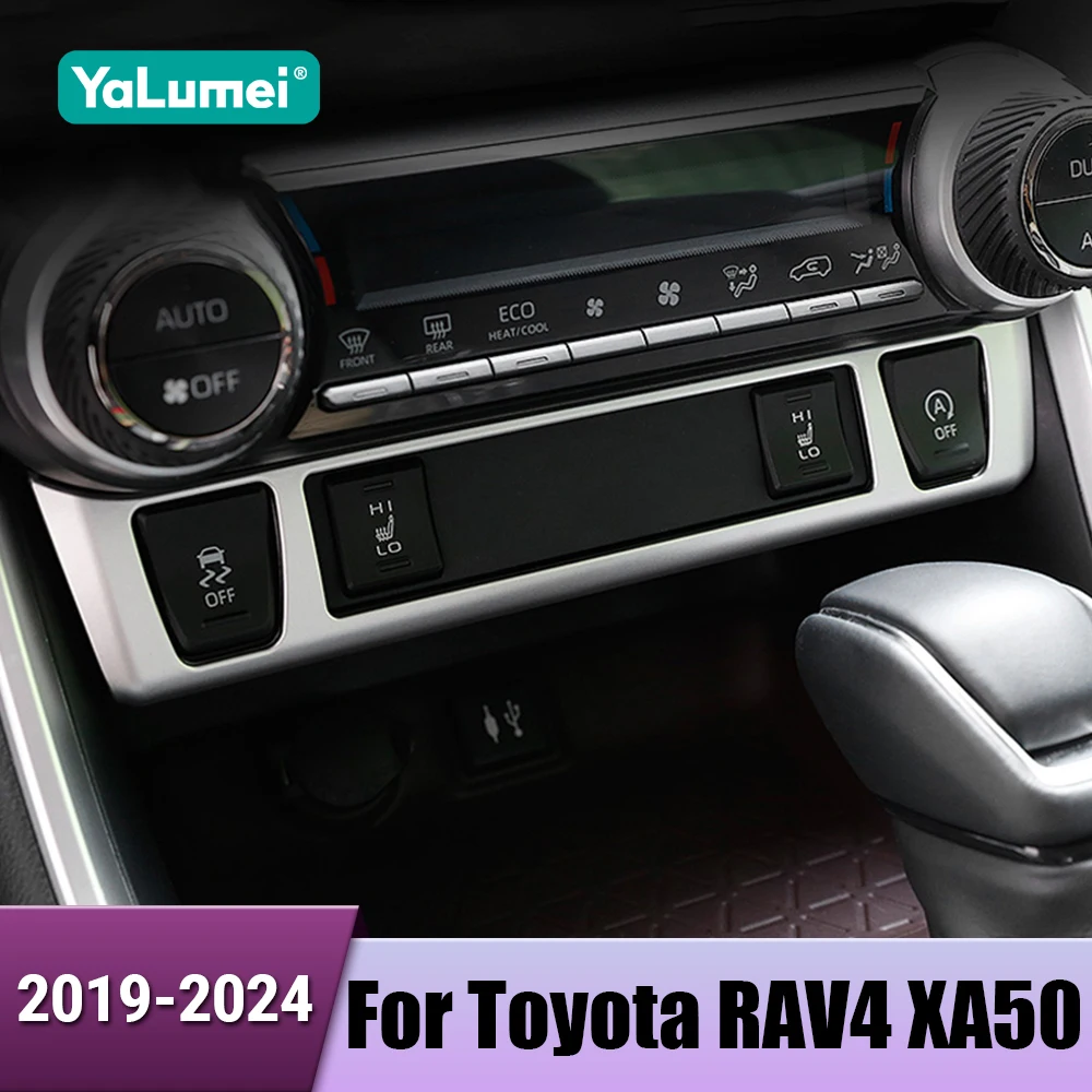 Auto Zentrale Steuerung Trim Panel Abdeckung Sitz Wärme Taste Rahmen Aufkleber Für Toyota RAV4 XA50 2019 2020 2021 2022 2023 2024 Hybrid