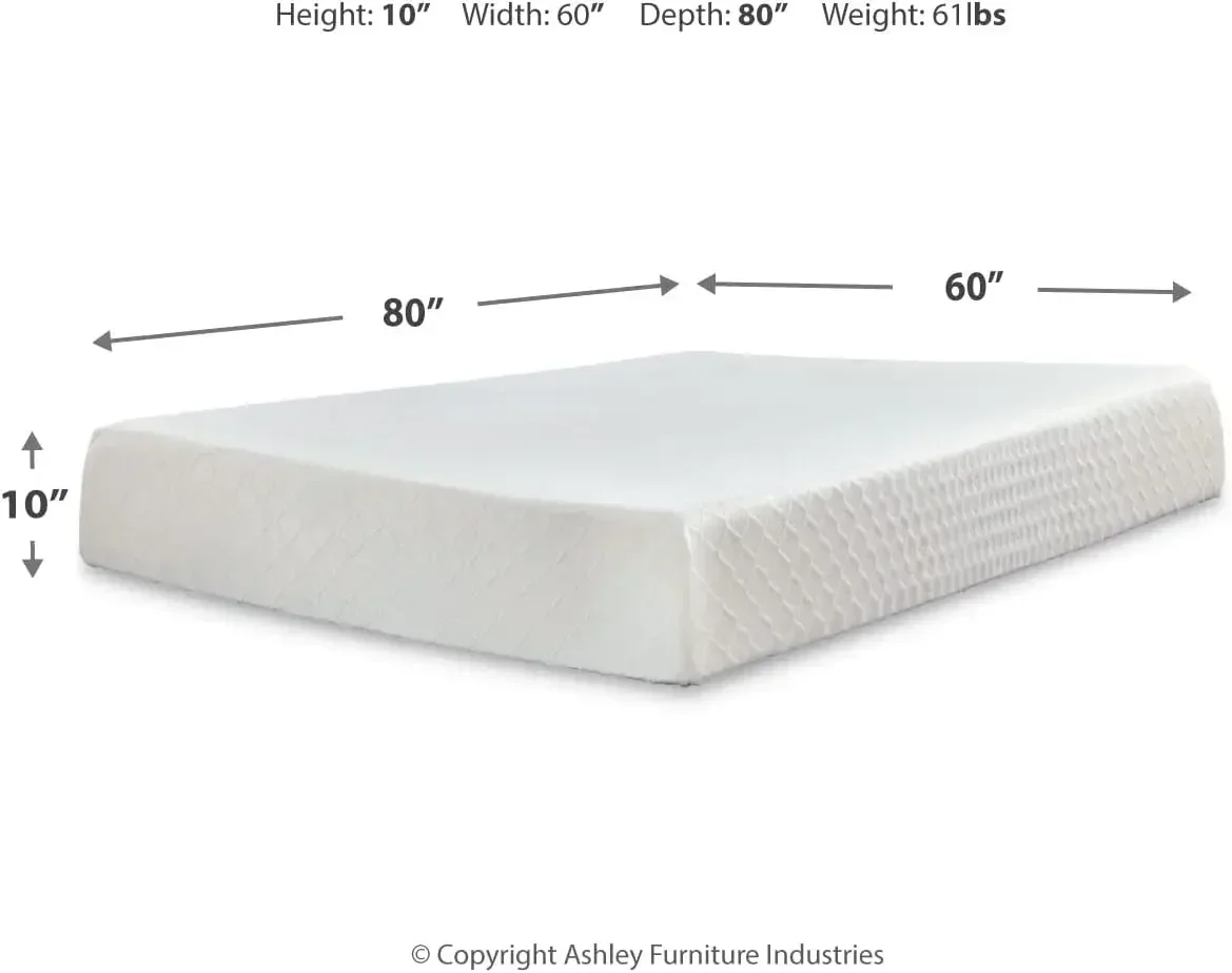 Design by Ashley Queen Size Chime 10 Inch Medium Firm Memory Foam Mattress with Green Tea & Charcoal Gel