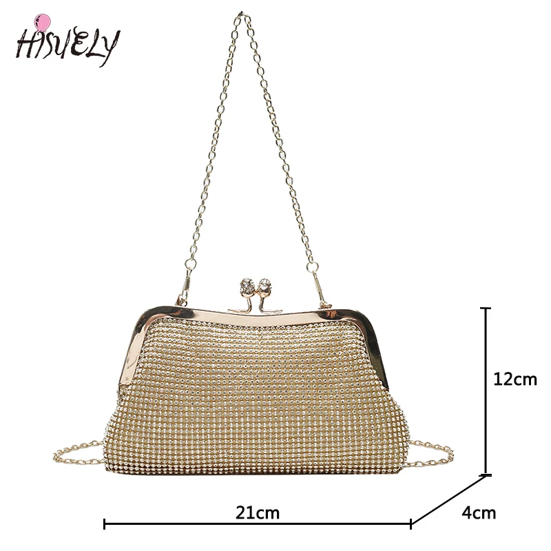 2024 Fashion Gold Diamond Evening Bags hasp Luxury Handbag Elegent Chain Women Shoulder Crossbody Bag Wedding Party Clutch bags