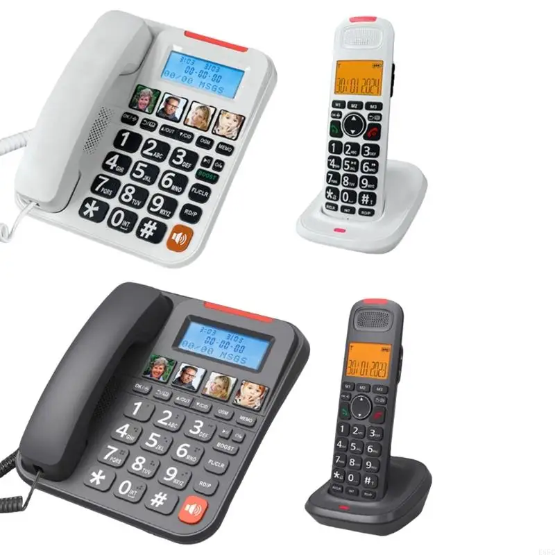 E65C Easy Dials Corded Phone Set With 28DB Volumes Amplification and Answering for All Users