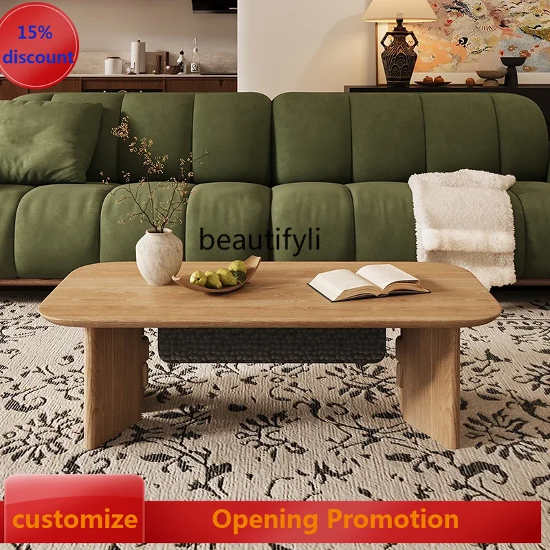 

Coffee table living room household simple tea table rectangular medieval coffee table ash wood G1218