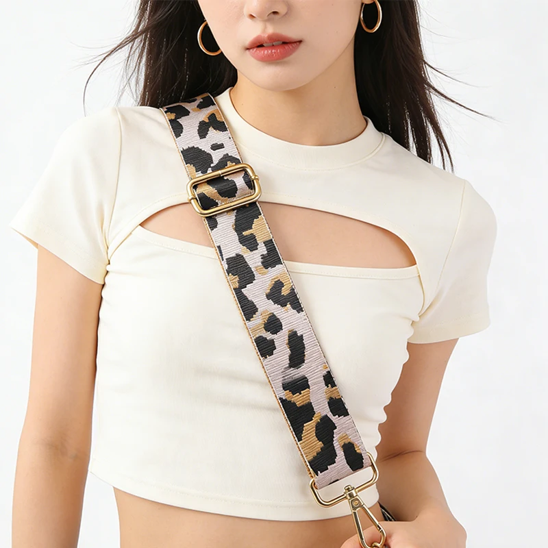 Leopard Print Adjustable Bag Strap, Wide Replacement Shoulder Strap for Handbags Purses