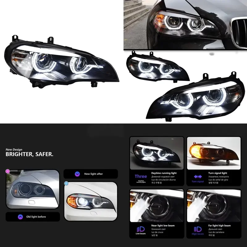 High Quality X5 2007-2013 E70 LED Modified Headlight 6000K 36W White/Blue New Condition Front Car Bulb