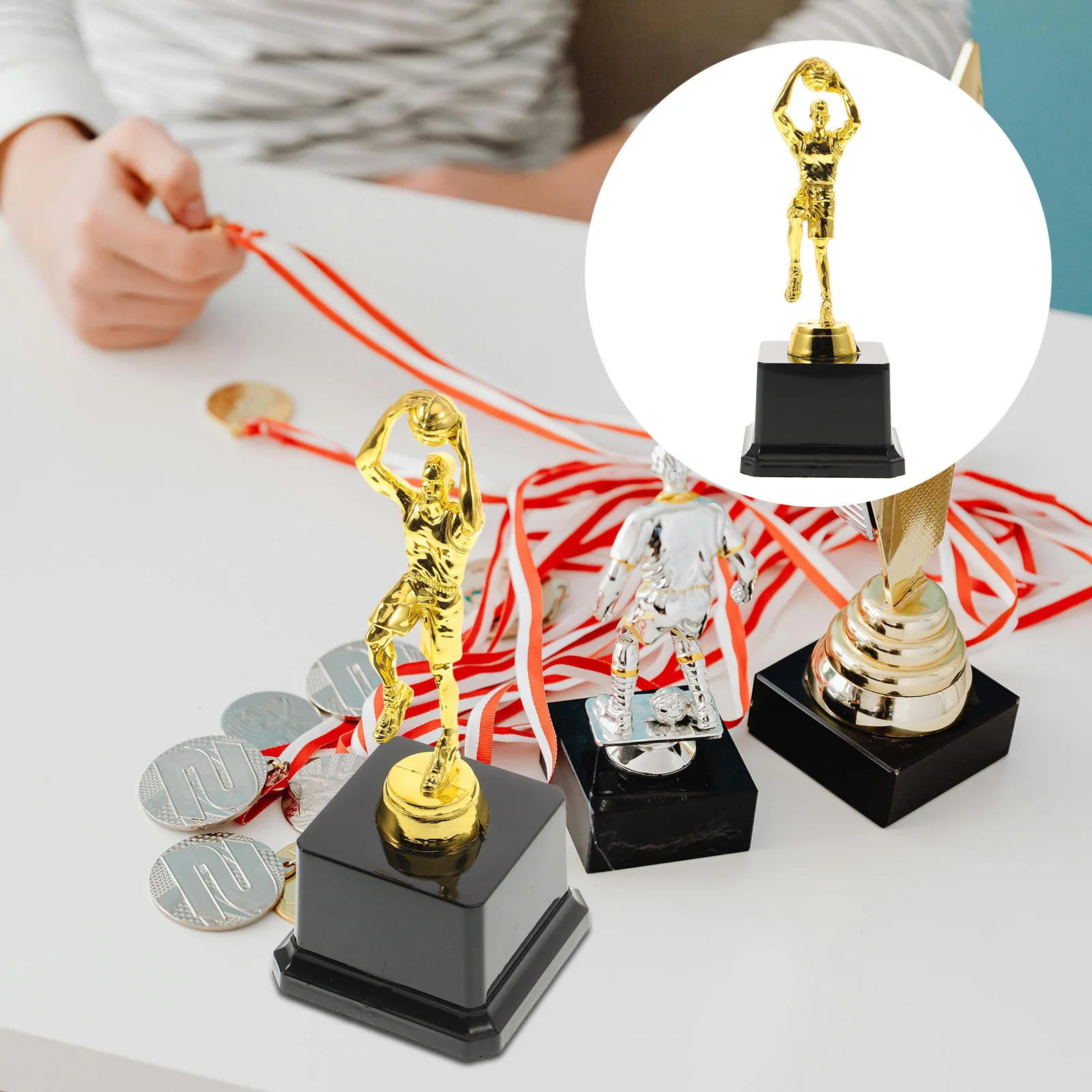 

Basketball Trophies Plastic Basketball Figure Trophy Prime for Tournaments Competitions (Golden) basketball player trophy