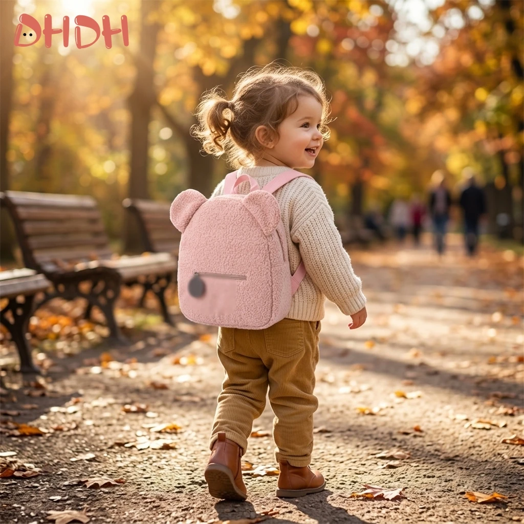 

Premium Cute Bear Ears Wool Children S Small Backpack High Quality Durable Casual Warm Wool Pink Portable Waterproof Target Use