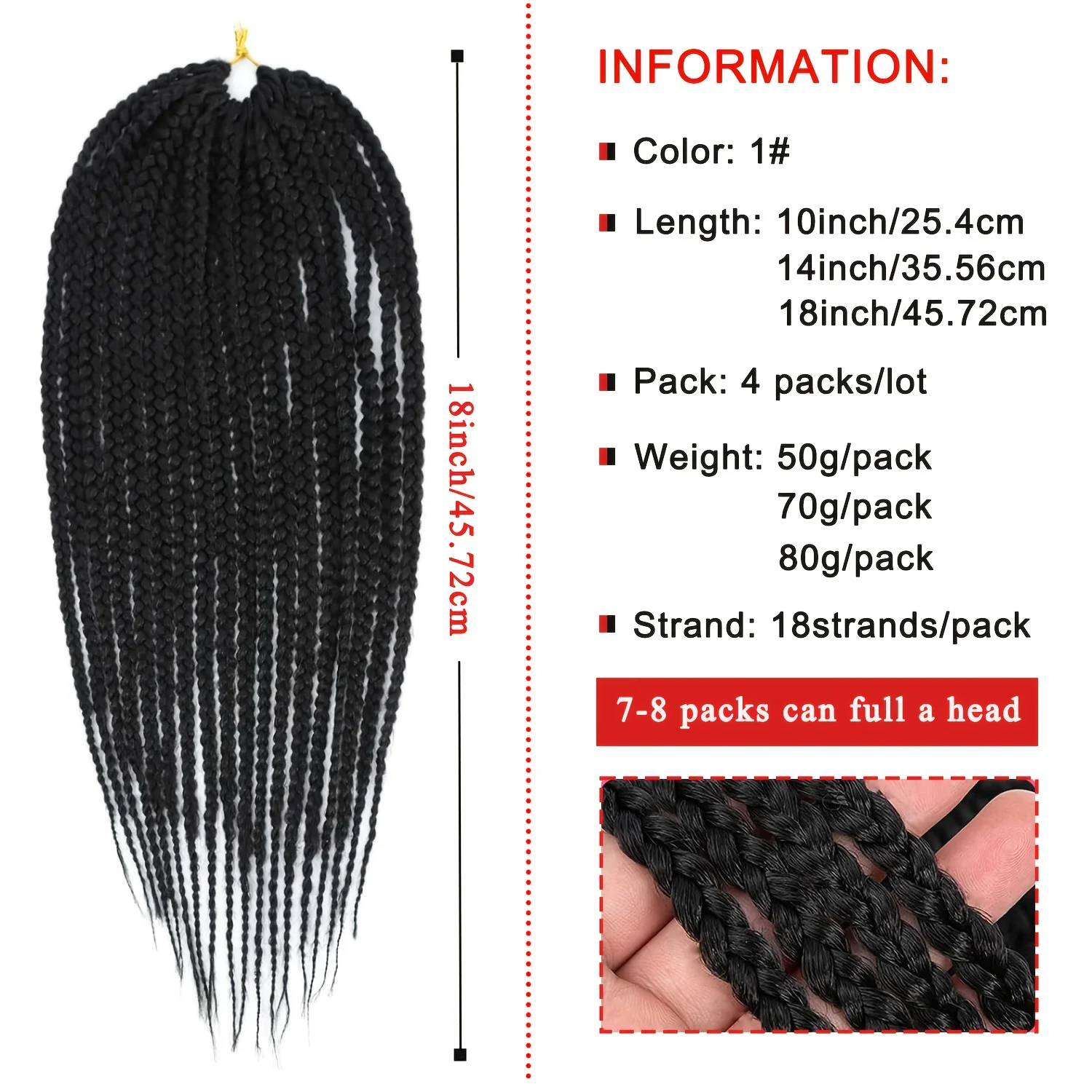 4 Packs Synthetic Goddess Box Braids Crochet Hair 10/14/18 Inch Prelooped Crochet Box Braids Crochet Hair for Black Women