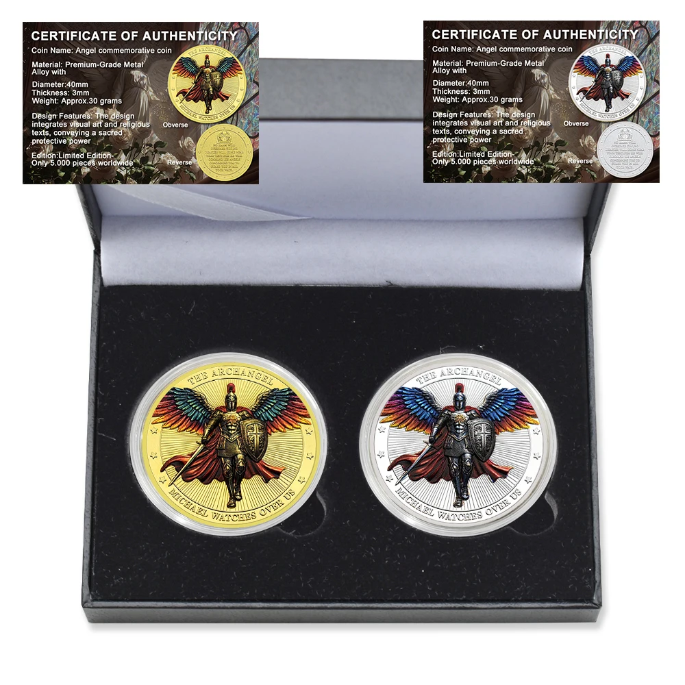 

2pc/Box The Archangel Commemorative Coin Saint Michael Watches Over Us Collection Coinwith Certificate and Gift Box Collection