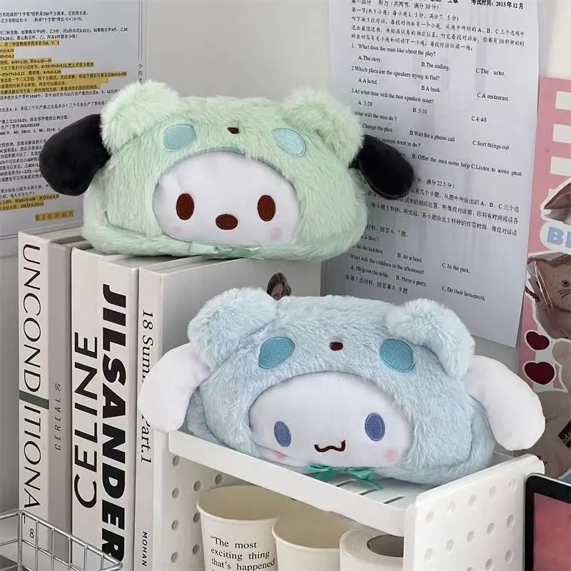 Sanrio Kawaii Cinnamoroll Kuromi Lovely Pencil Case Large Capacity Cute Trendy Stationery Cosmetics Pencil Pouch School Supplies