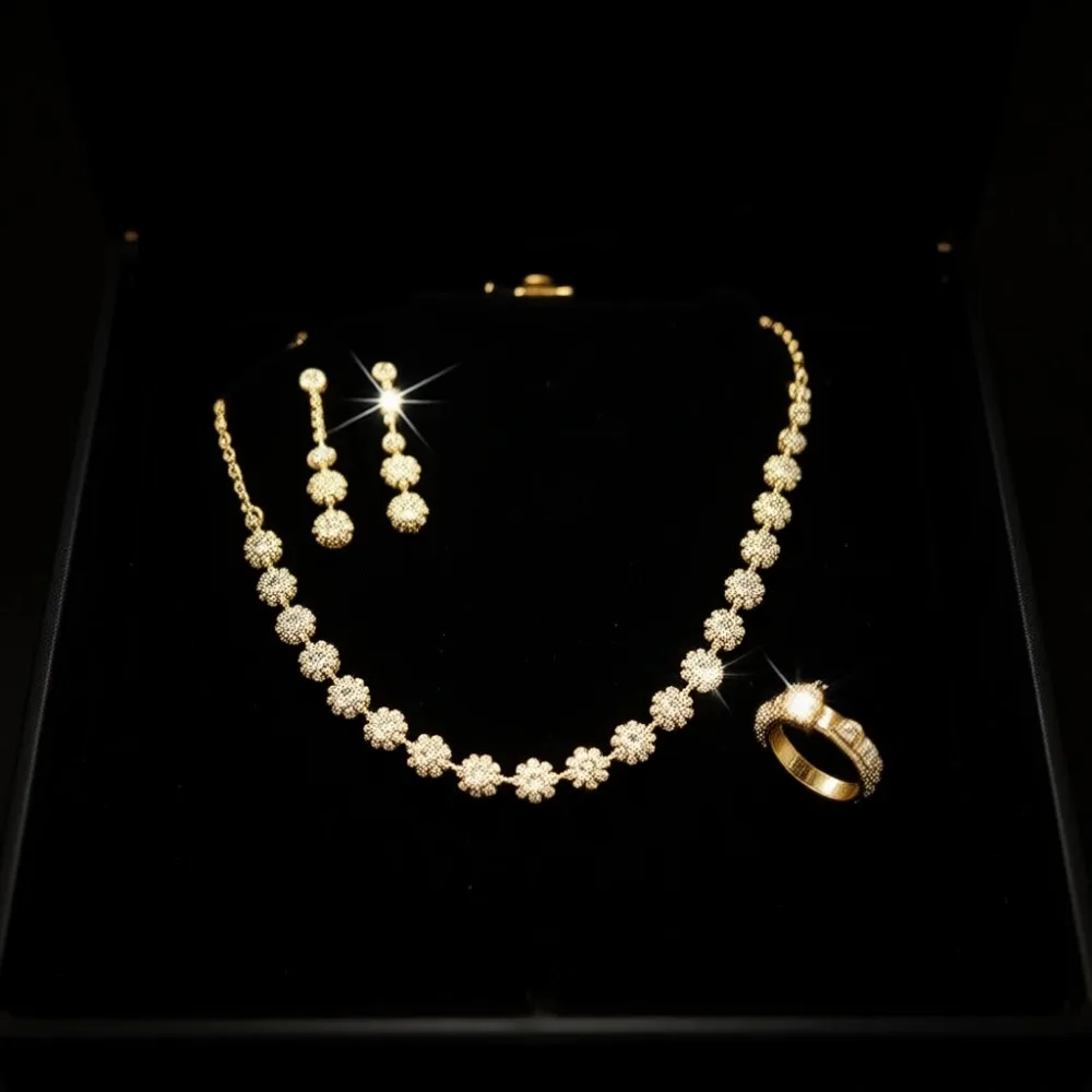 

Набор из 3 предметов: блестящее колье, серьги и браслет — свадебные/выпускные/для подружек невесты украшения 2026 года, ультралегкие, для вечеринок