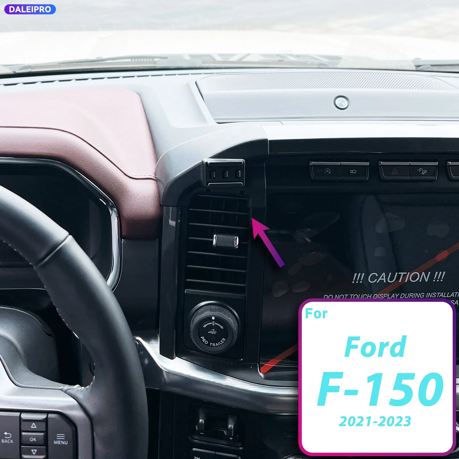 For Ford F-150 Raptor 2021 2022 2023 Vehicle-Specific Phone Holder Base Smart Car Phone Mount 66W Charging Holder Accessories