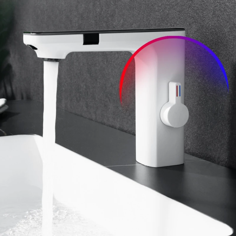 Imagem -03 - Sensor de Temperatura Touchless Smart Led Faucet Torneira Misturadora para Pia de Cozinha Digital Bacia do Banheiro Auto Vanity Tap Luxo