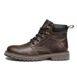 The brand's new leather men's winter shoes warm handmade snow boots men's leather winter boots