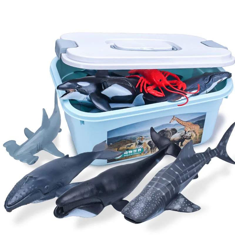 14-22CM Ocean Animals Action Figures Sealife Shark Whare Megalodon Models Figurines PVC Home Decoration Kids Education Toys Gift