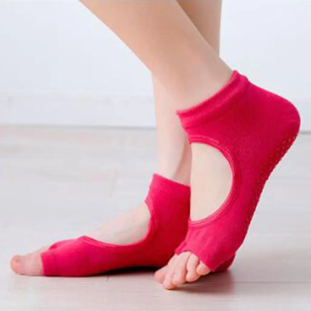 جوارب اليوغا الرياضية النسائية غير قابلة للانزلاق بنصف أصابع القدم #5