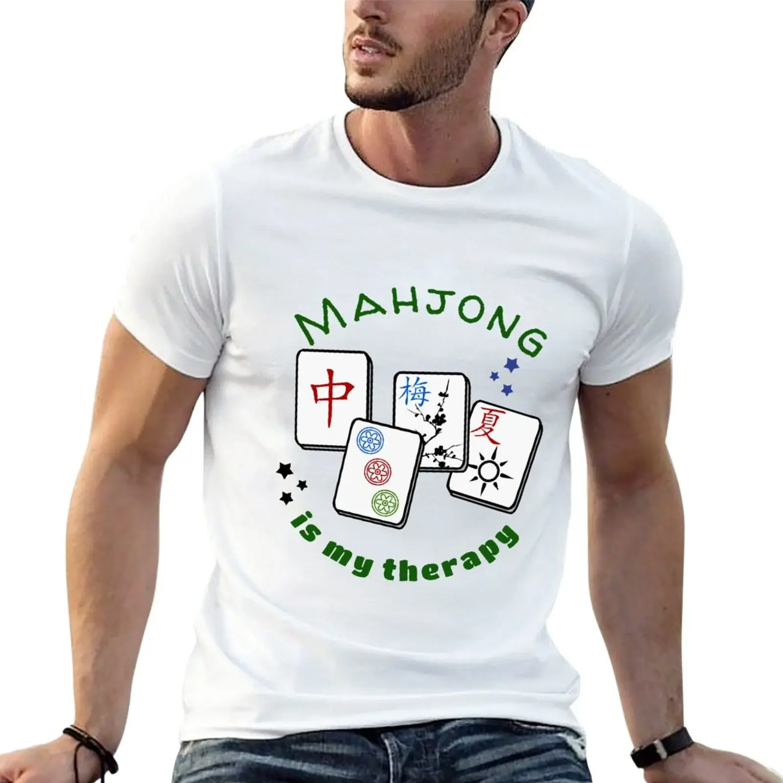 

New Mahjong Mah jongg game is my therapy set, gifts, tiles, table shirts, cards, bag T-Shirt man clothes mens t shirt graphic