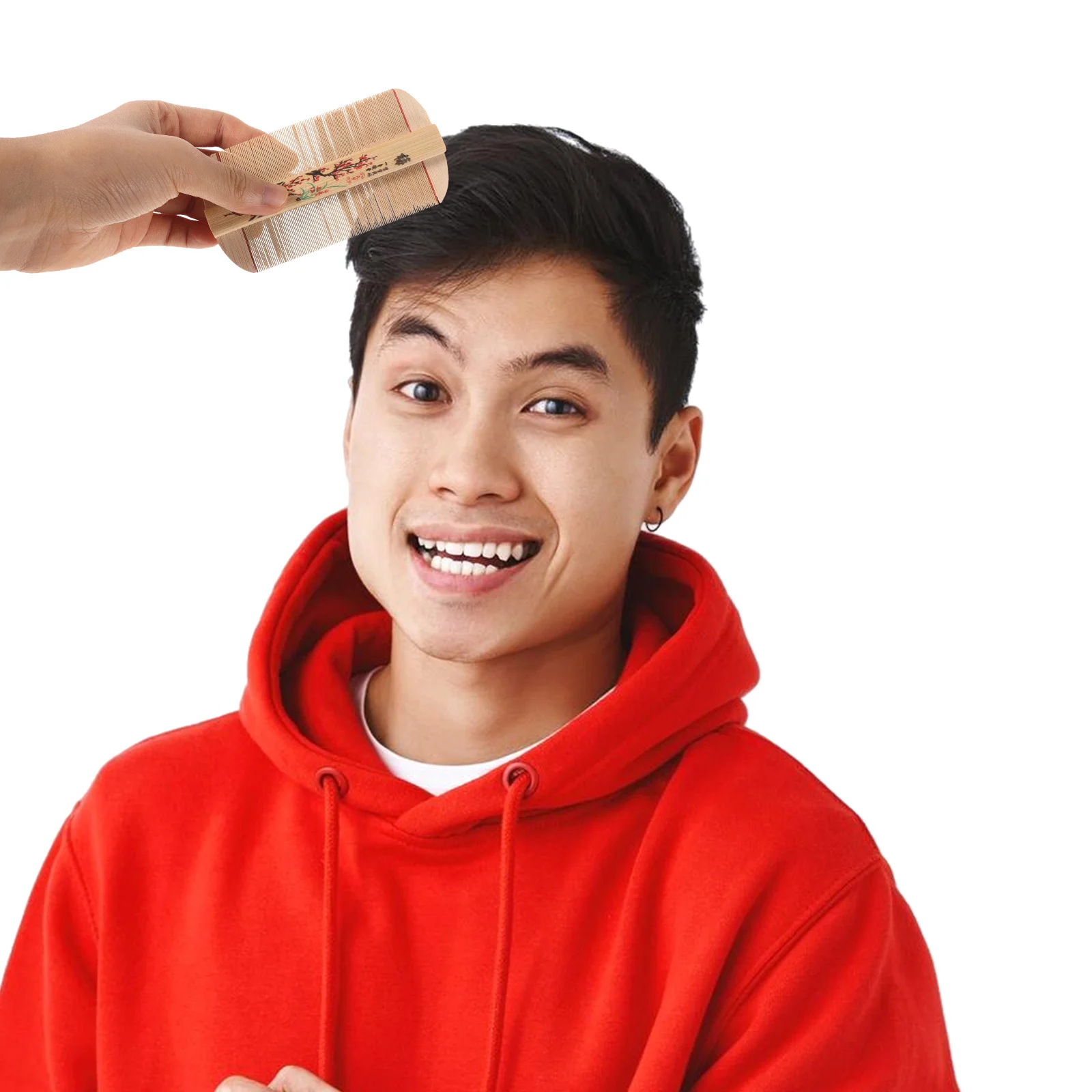 

Double Sided Bamboo Comb Ultra Fine Tooth Vintage Design Dandruff Scalp Cleaner Dog Cat Grooming Tool Thick Hair Dematting Rake