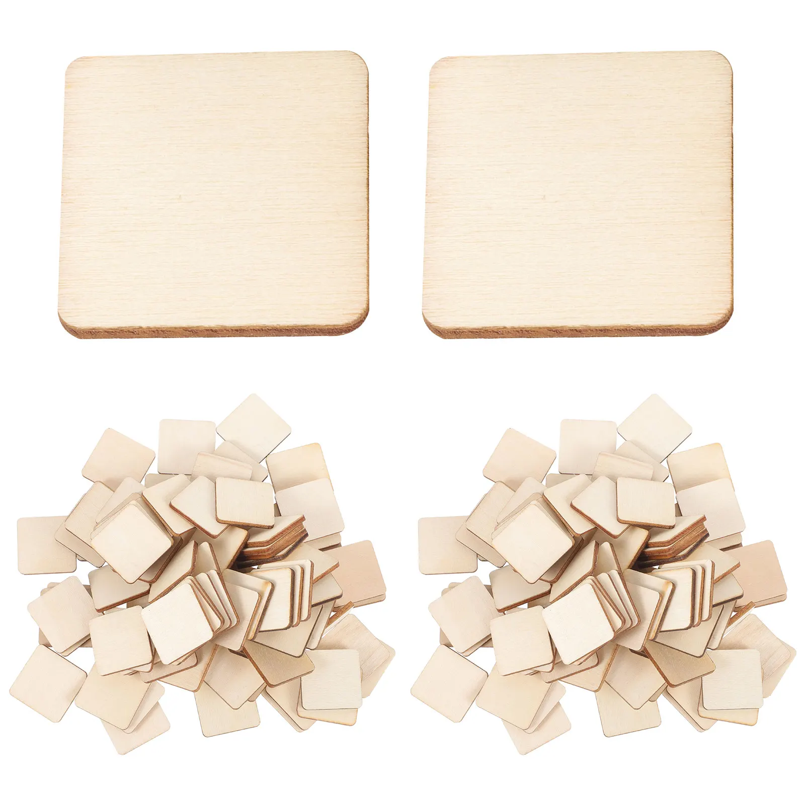 

300Pcs Square Blank Wood Pieces Smooth Surface DIY Craft Projects Painting Art Supplies 25mm Square Slices Wood Slices