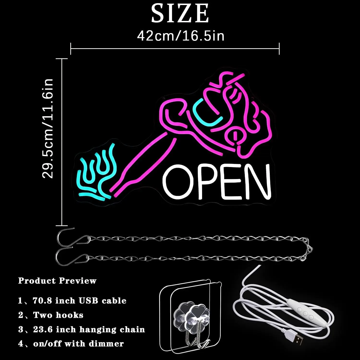 Rose Open Neon Sign Colorful Flower LED Wall Art USB Powered Lamp Shop Cafe Bar Restaurant Decor Novelty Gift Hanging Light