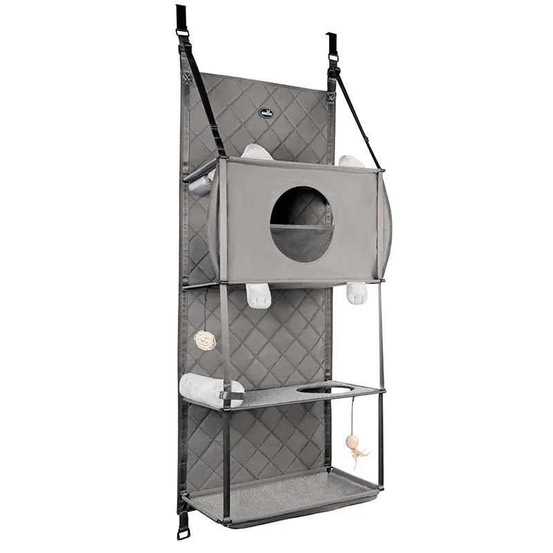 

Wakytu UK hanging door cat climbing frame, cat nest integrated, no punching, cat climbing frame behind door can be folded