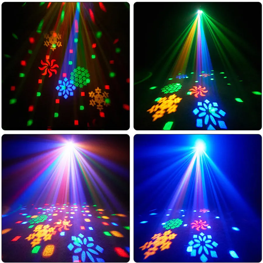 New 3IN1 RGB LED Beam Patterns Projector DJ Disco Light Party Dance KTV Shop Strobe Effect LED Strobe Christmas Stage Lamp F19D2