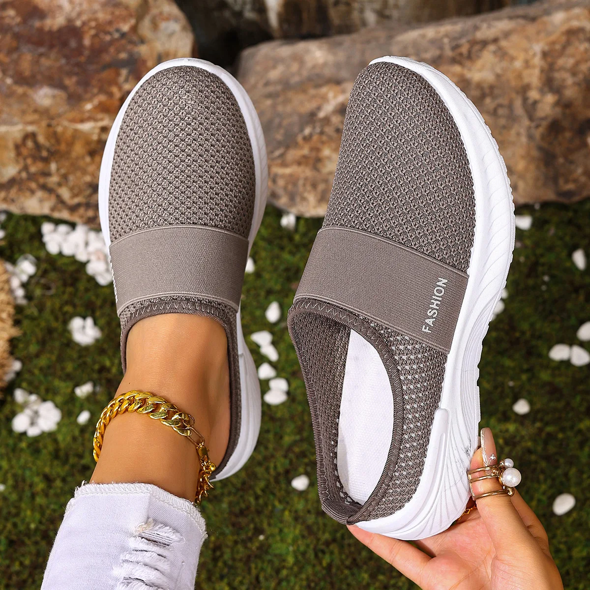 Zapatos Sin Cordones Transpirables para Mujer, Mocasines Casuales Versátiles, Tacón Plano, Punta Redonda, Lona Mejorada, Calzado para Primavera, Verano y Otoño