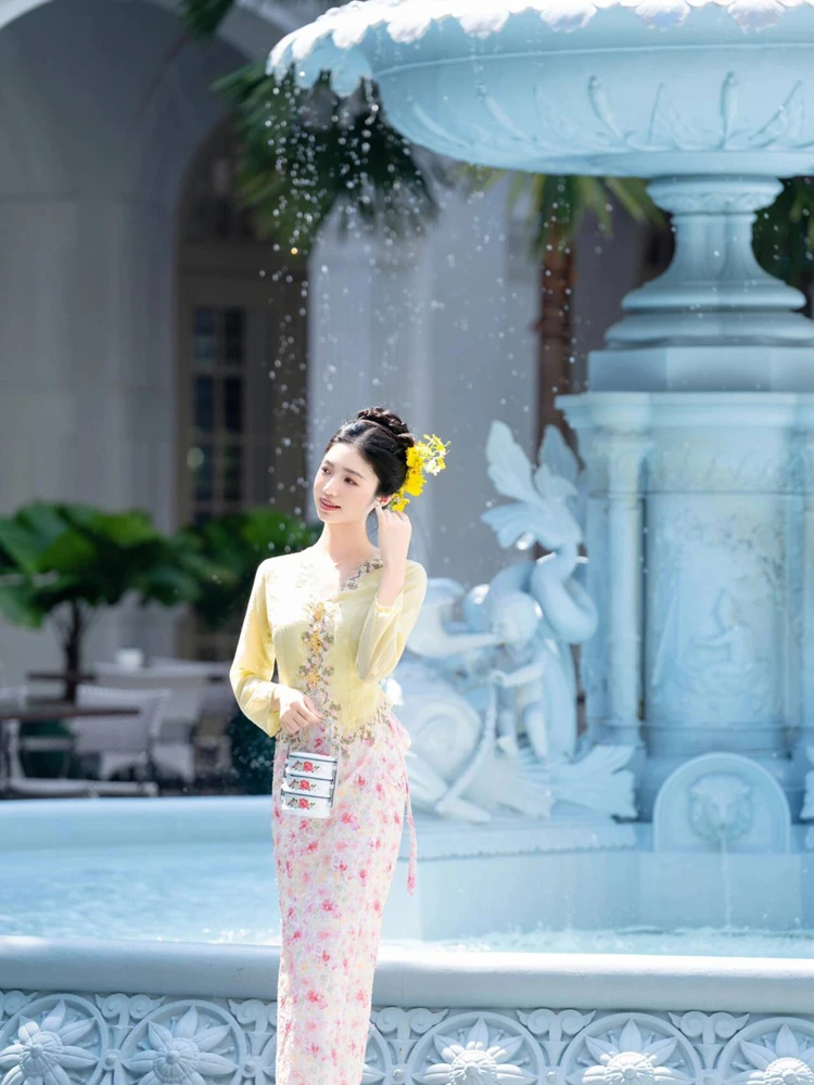 

Xishuangbanna Ethnic Clothing Travel Photography Small Nanyue Dai Clothes Style Yunnan Ethnicity Fashion Photoshoot