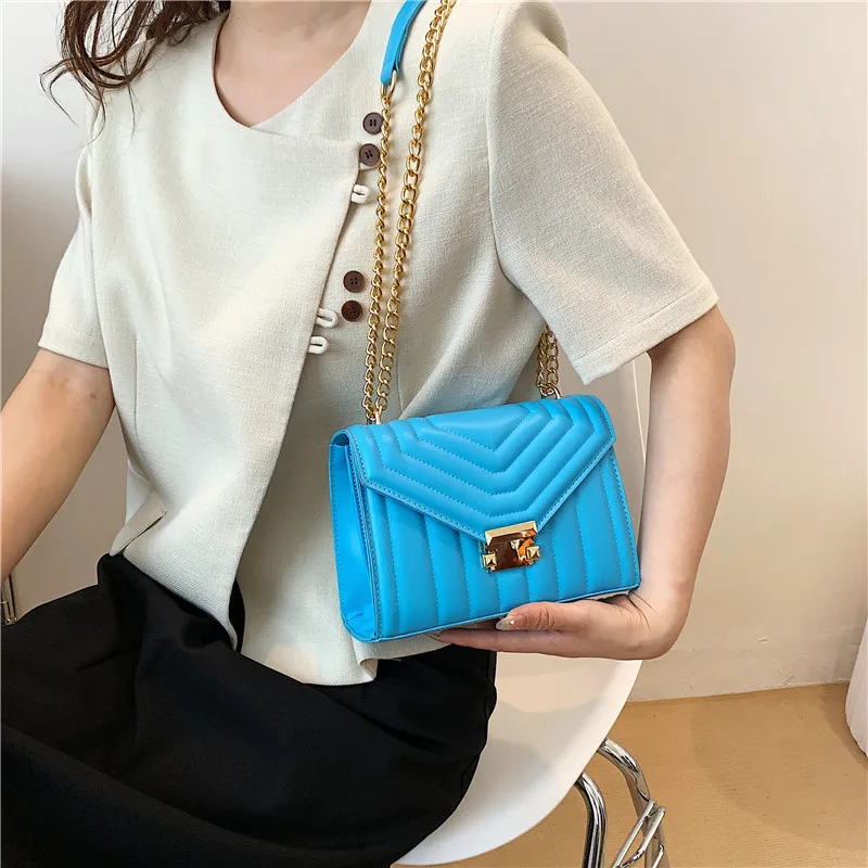 Embroidery Thread PU Leather Shoulder Bag For Women 2023 New 8 Colors Brand Handbag Purse Fashion Small Crossbody Bag Designer