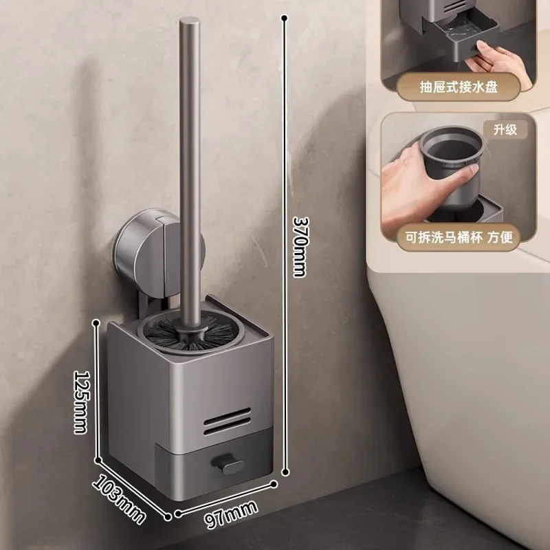 Suction Cup Toilet Brush Without Punching Wall Mounted Toilet Shelf New Toilet Specific Brush Bathroom Accessories
