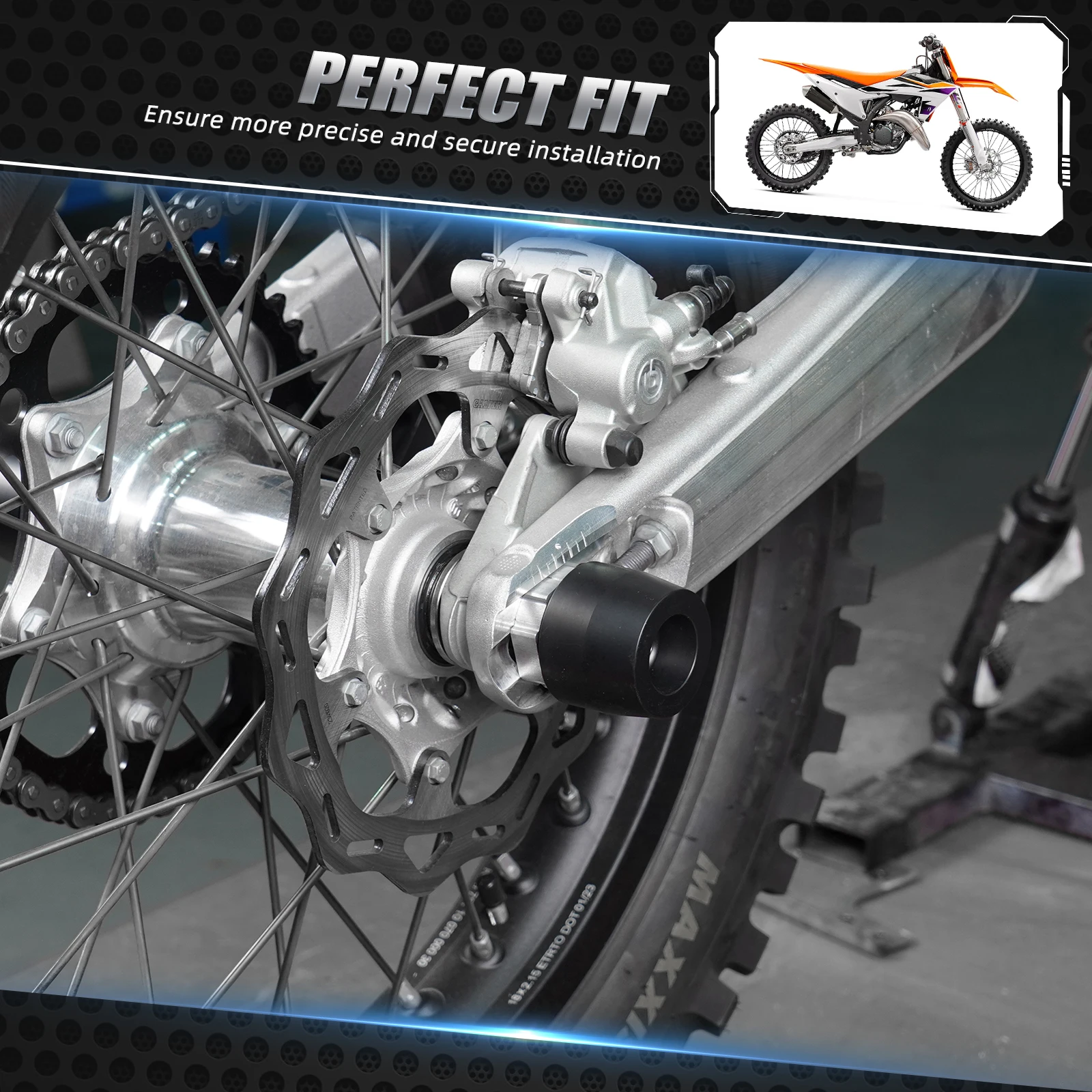 NICECNC para KTM EXC 300 2024 Protector contra choques de horquilla de rueda deslizante de eje trasero para KTM EXC-F 350 SXF 450 Husqvarna TE 300 GasGas EC300