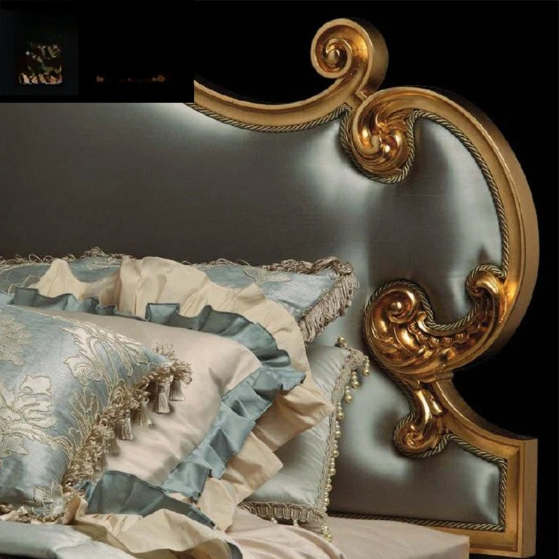 English bedroom furniture mahogany carved 1.8 meters bed master bedroom double bed French princess bed furniture