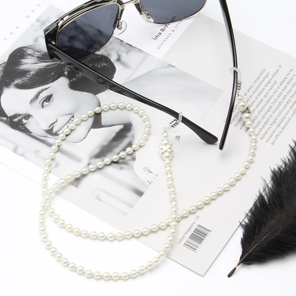 

2pcs Pearl Eyeglasses Strap Neck Chain For Sports Glasses Holder Eyewear Safety Cord Lanyard Protective Retainer Labor