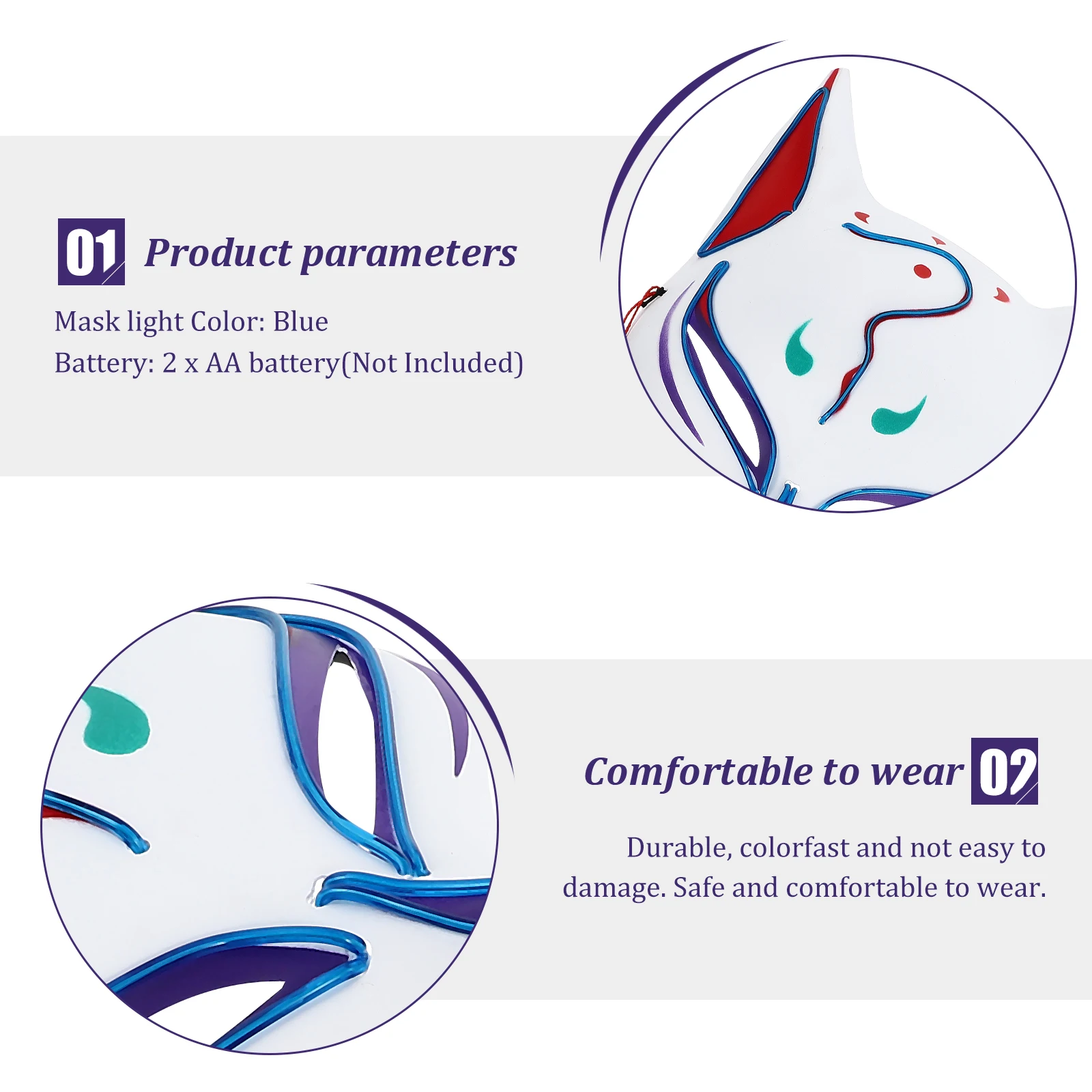 1 قطعة الثعلب المتوهج قسط لحفلة الهالوين كرنفال تأثيري حلي رعب مخيف قناع مضيئة ديكور الإبداعية مضحك قناع