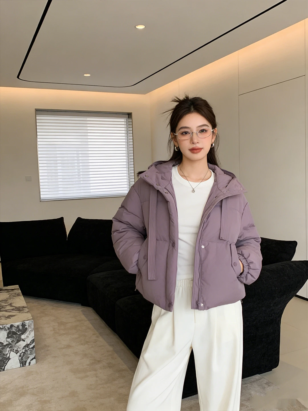 

Женская пуховая куртка Eleort, светло-фиолетовая, тонкая, зимняя, красивая, в корейском стиле, теплая, длинная, на молнии