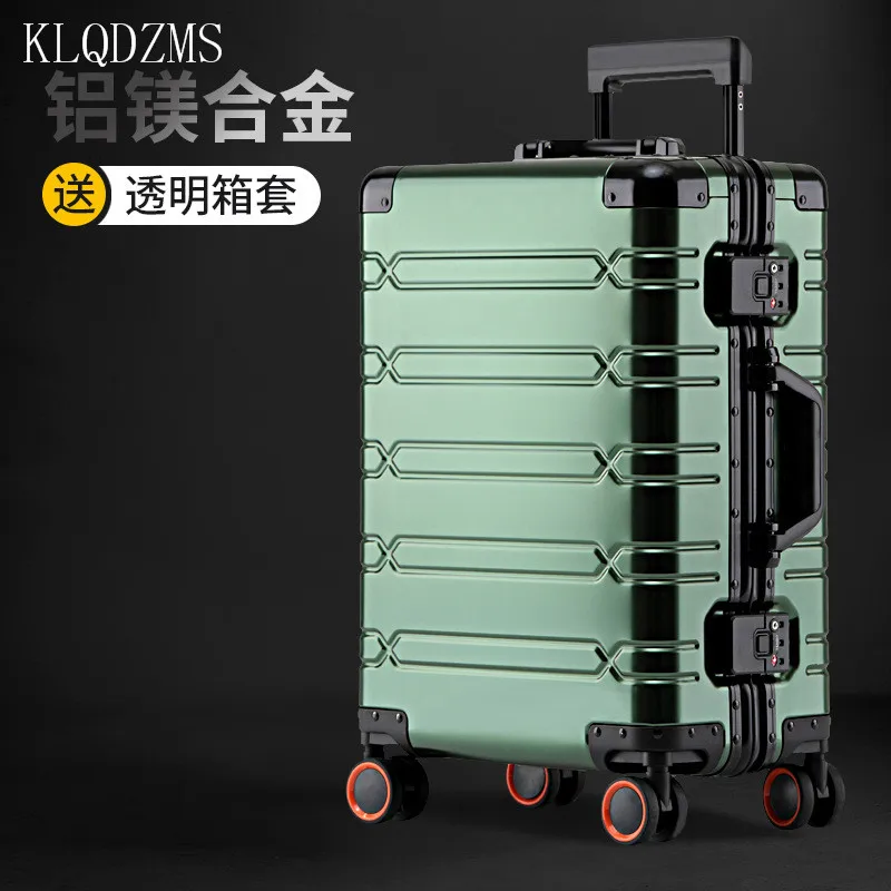 KLQDZMS High Quality 100% Aluminium Suitcases With Wheeled Trolleys Business Trip Large Capacity Rolling Luggage Travel Bag