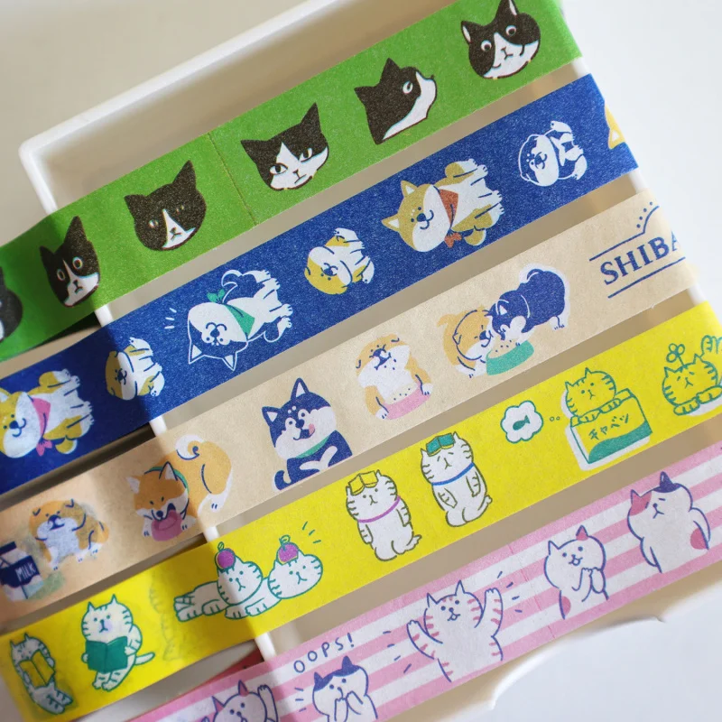 custom.[1400 People Collected] Cute Popular Tape Shiba Inu Gulu Washi Tape Journal Material Stickers Versatile